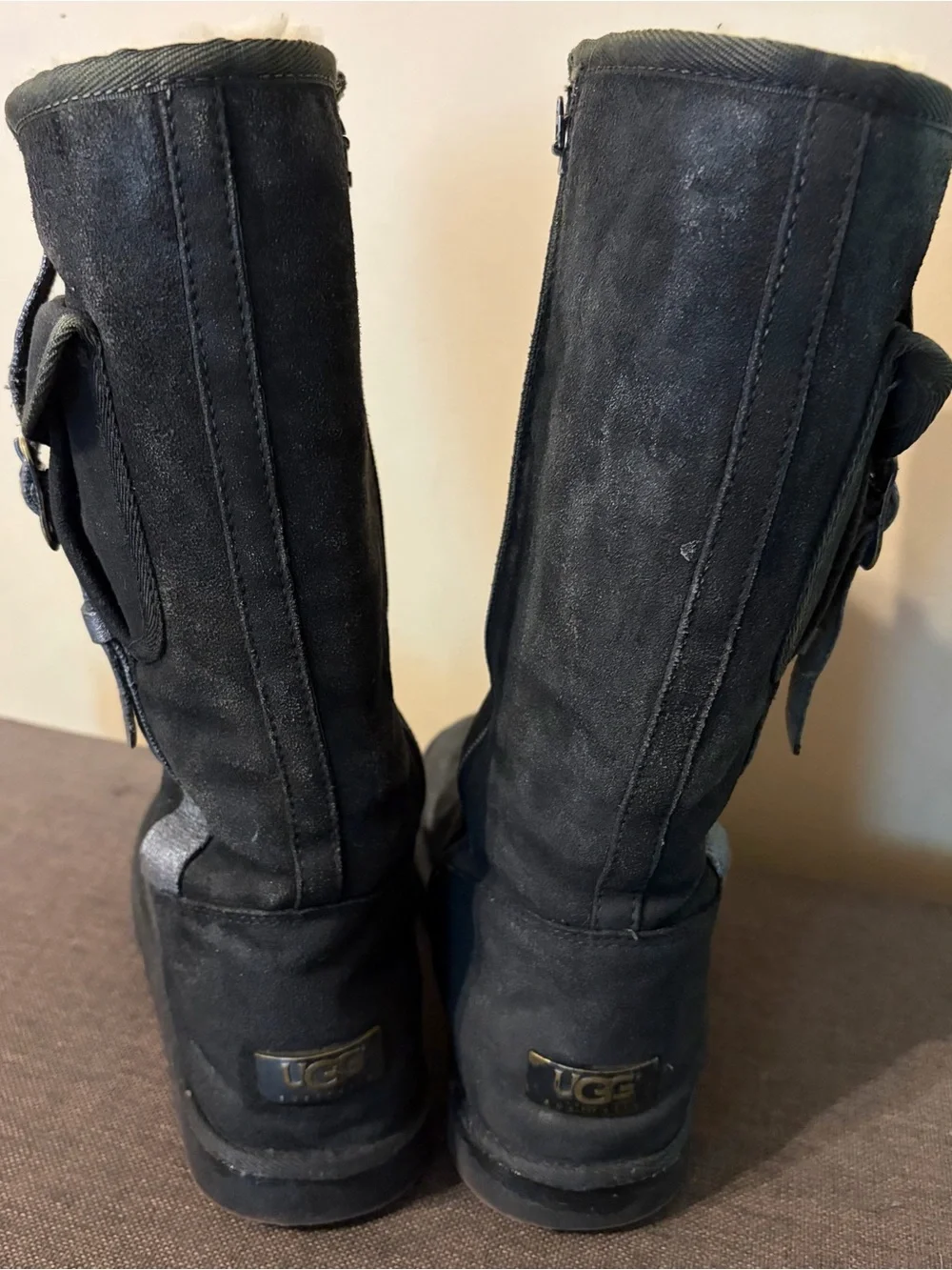 UGG Fleece-Lined Zip & Buckle Boots